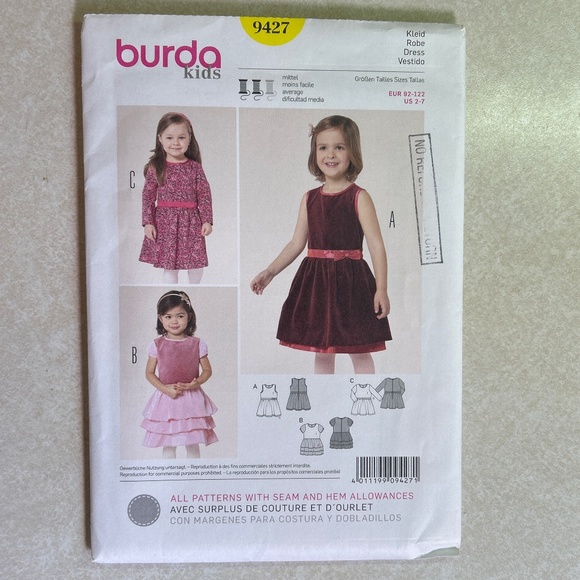 🧸 4 patterns for $20 …  BURDA Kids DRESS SIZE 2 - 7 - Picture 1 of 6